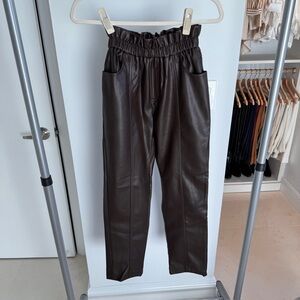 New Elan Chocolate Brown Faux Leather Pants, S